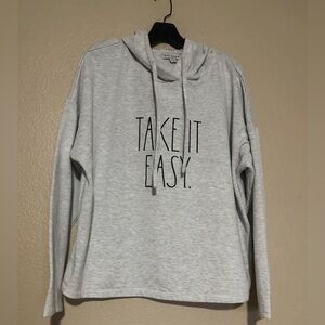 RAE DUNN GREY   TAKE IT EASY HOODIE SWEATSHIRT